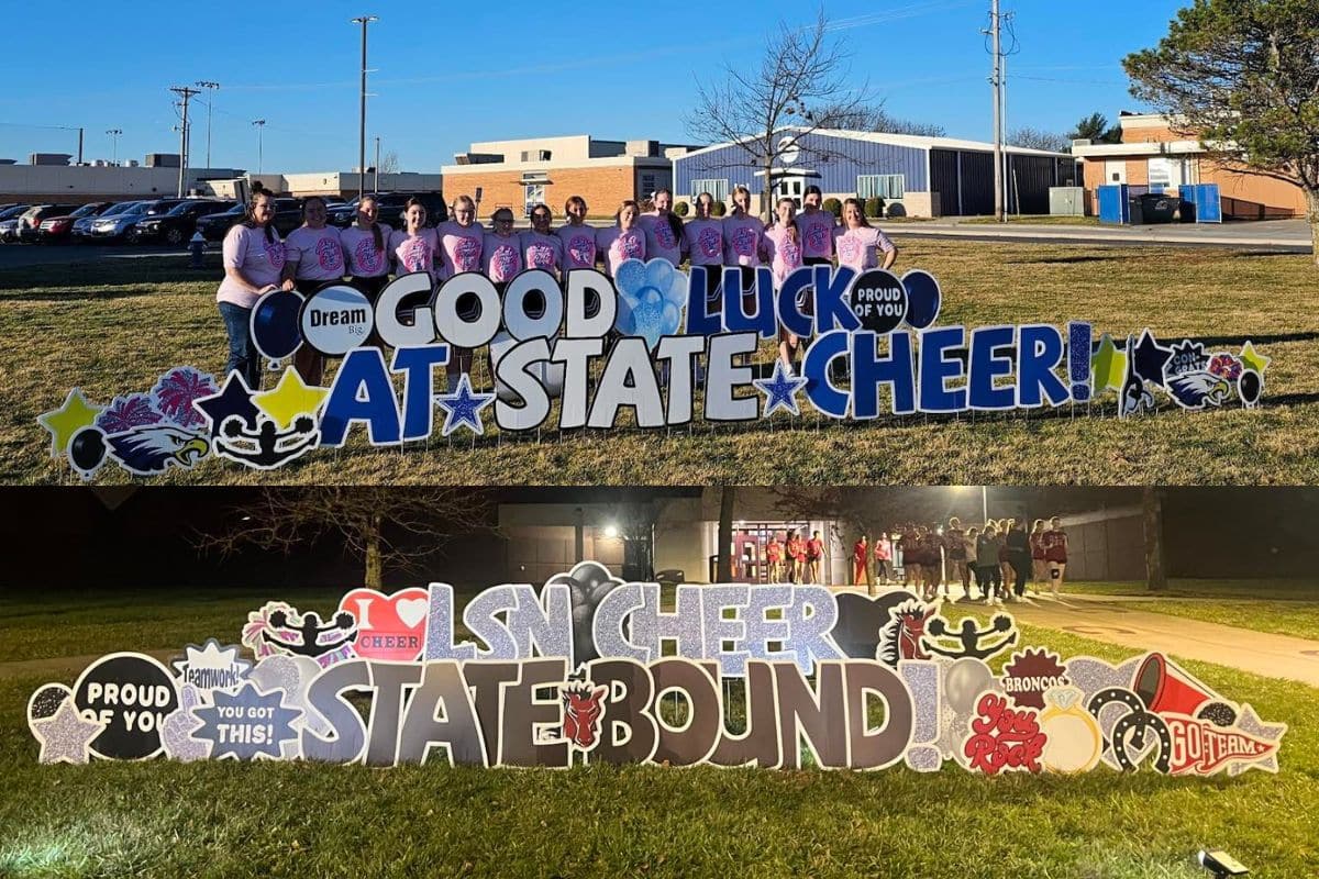 cheer state bound lawn signs