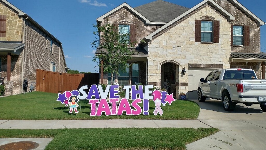 save the tatas customized yard signs