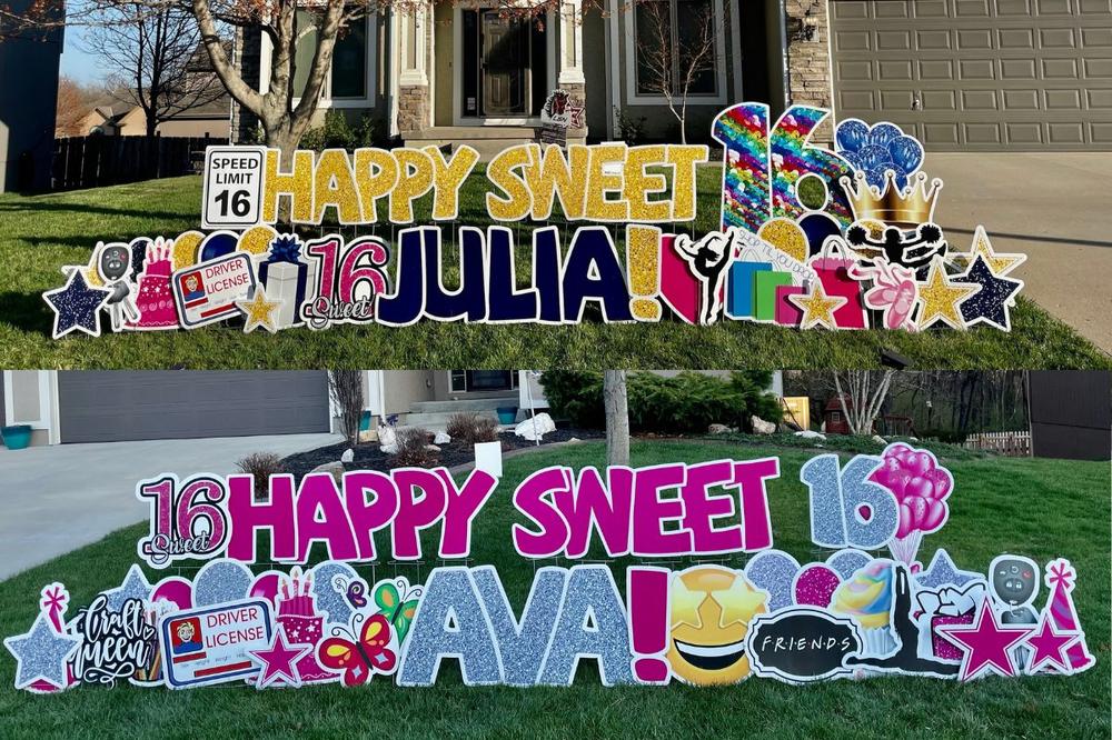 sweet sixteen birthday lawn signs